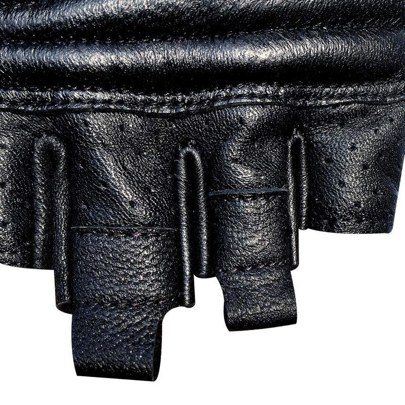 KAIWENDE Half Finger Men's Motorcycle Gloves Gel Padded Fingerless Leather Motorbike Gloves (Black, Medium) - Image 4